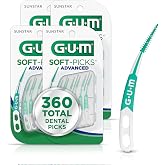 GUM Soft-Picks Advanced Interdental Picks, 90 Count (4 Pack) | Soft bristles, Longer curved handle, Safe for braces &amp; bridges, Latex and wire free, Includes travel case, Disposable picks