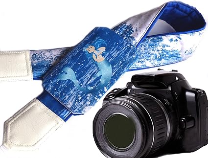 Amazon マーメイドカメラストラップwithレンズポケット Oceanカメラストラップ 海カメラストラップ ブルーとホワイトdslr Slr カメラストラップ 耐久性 ライト重量とwellパッド入りカメラstrap コード カメラ 双眼鏡用ストラップ ホルダー 通販