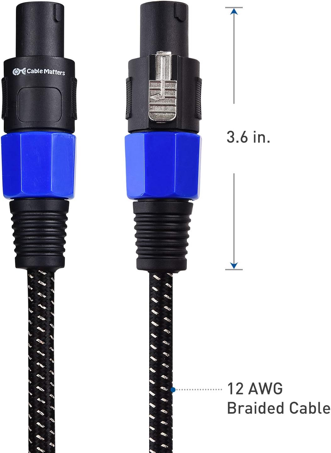 Cable Matters Premium Braided 12AWG Speakon to Speakon Type Cable NLF4 to NLF4 in 3 Feet: Musical Instruments