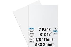 PINZIREN ABS Plastic Sheet 1/8 Inch Thick 8" x 12" (2-Pack),Two-Sided Heat Moldable Panel (Thermoplastic Textured Front & Smooth Back), White Thermoform Board Great for DIY Projects, Decor, Handcrafts
