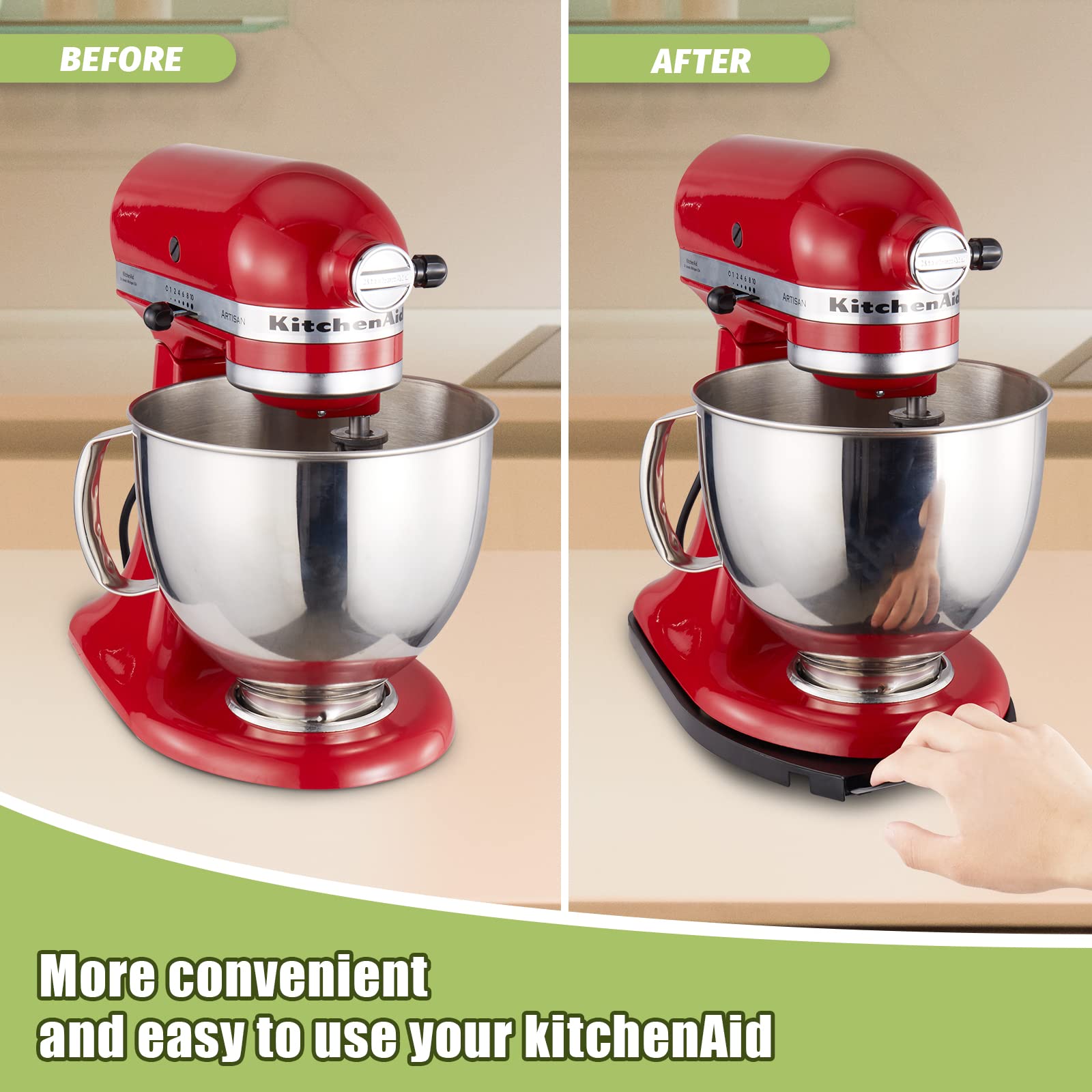 Mixer Sliding Tray for Kitchenaid 4.5-5 Qt Tilt-head Stand Mixer - Metal Rolling Tray Kitchen Countertop Appliance Slider Storage Moving Caddy with Wheel for Kitchen Aid 4.5-5 Qt Mixer