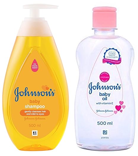 Johnsons Baby No More Tears Baby Shampoo 500ml & Baby Oil with Vitamin E (500ml) Combo
