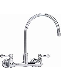 American Standard 7293.152.002 Heritage Wall-Mount 12-Inch Swivel Spout Kitchen Faucet with Metal Lever Handles, Chrome