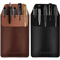 Aidunmis Pocket Protector, 2 Pieces PU Leather Pocket Pen Holder Organizer Pouch for Shirts Lab Coats Pants Pen Sleeve MultiP