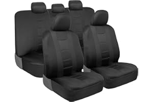 BDK carXS Seat Covers for Cars, Black Two-Tone with Matching Back Seat Cover, Made to Fit Most Auto Truck Van SUV, Interior Car Accessories, Full Set
