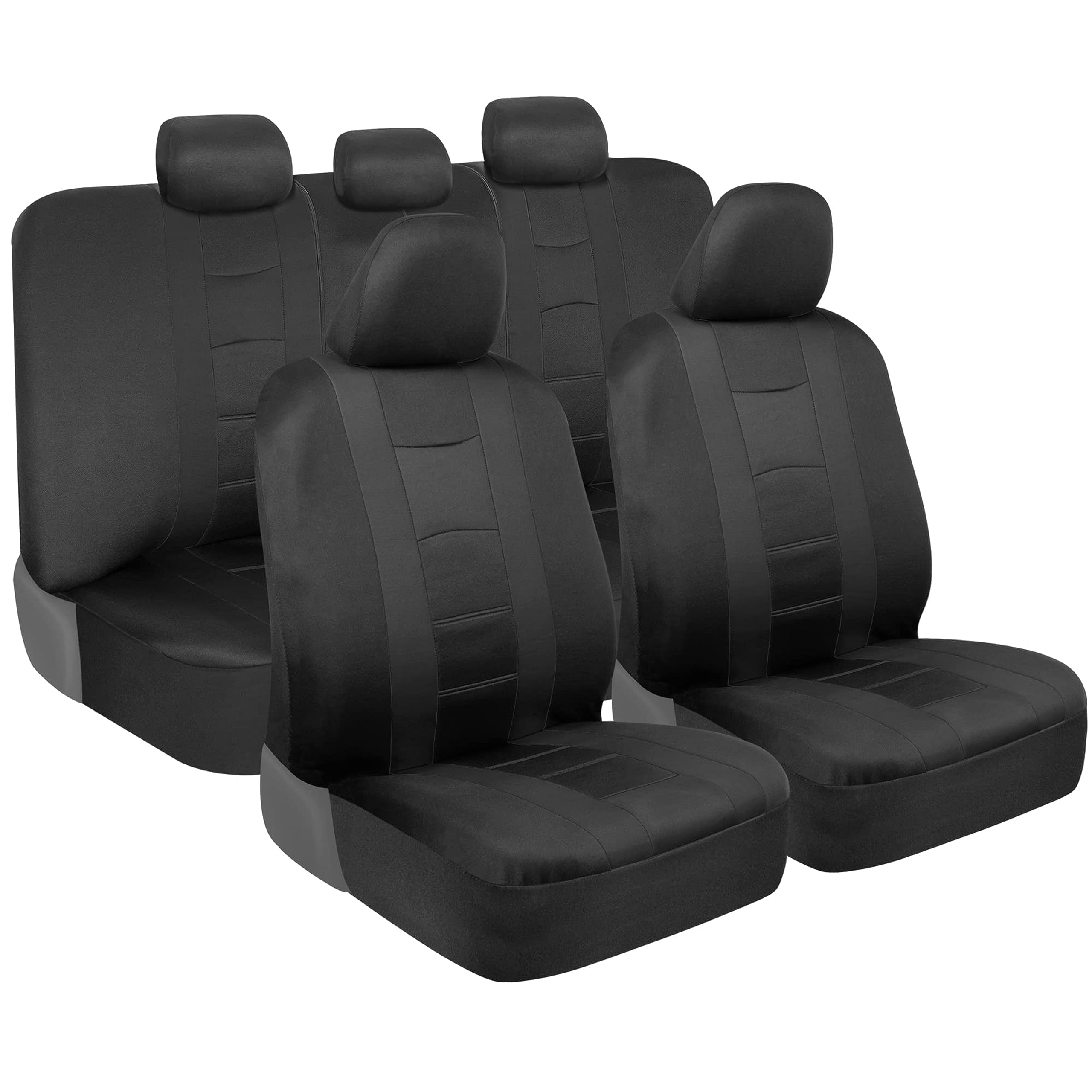 Photo 1 of BDK carXS Seat Covers for Cars, Black Two-Tone with Matching Back Seat Cover, Made to Fit Most Auto Truck Van SUV, Interior Car Accessories, Full Set