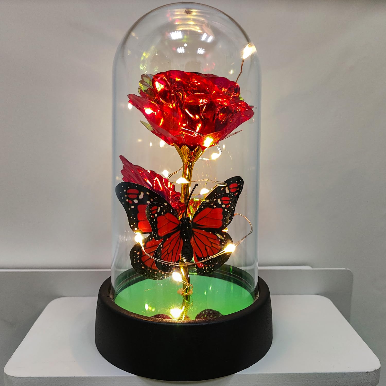 Photo 1 of JZILU Forever Rose for Women Mom Wife,Mothers Day Forever Rose Gift Ideas,Galaxy Rose Flower Light Up in Glass Dome, Eternal Roses Birthday Butterfly Gifts for Women