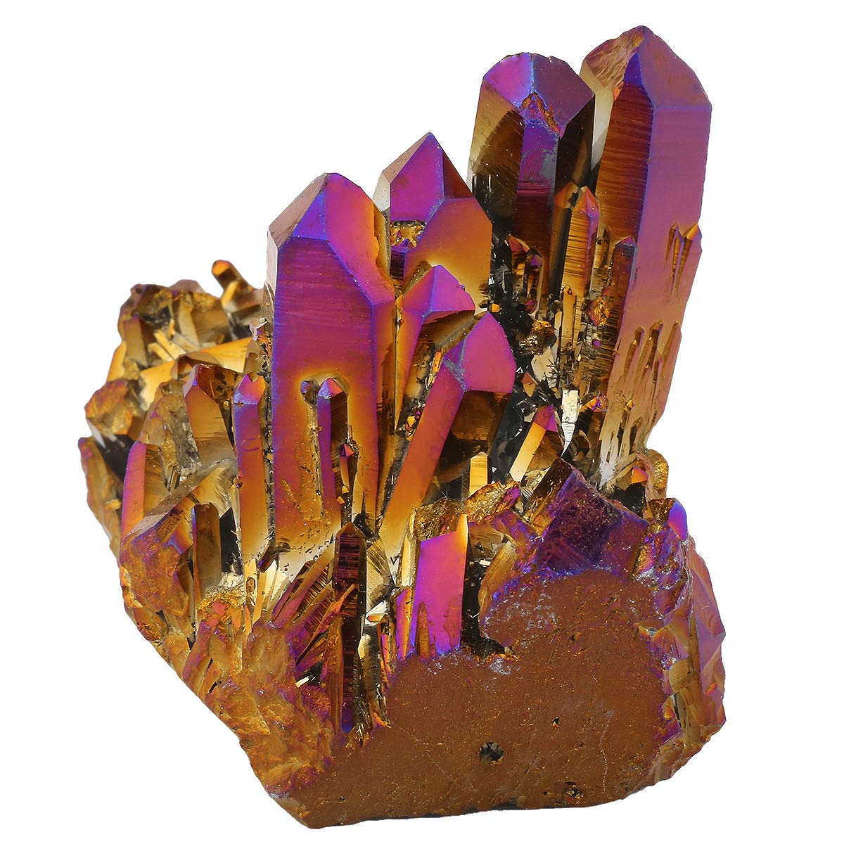 Nupuyai Titanium Coated Rock Quartz Crystal Cluster Drusy Geode for Healing Reiki Energy, Irregular Rough Gemstone for Home Decor Violet