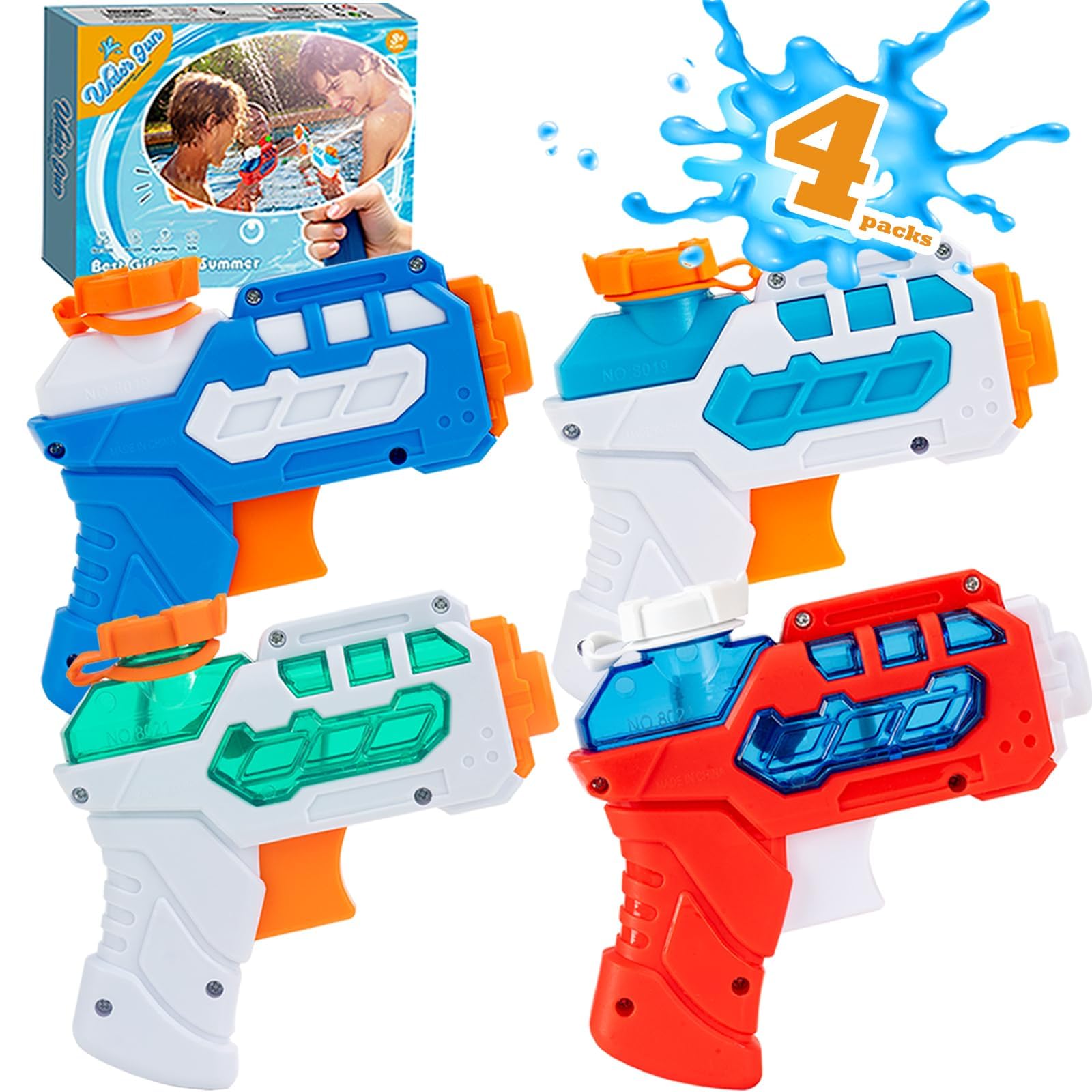 4 Pack Water Gun for Kids, Mini Water Pistol for Summer Pool Garden ...