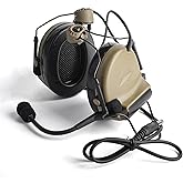 GLECTICAL Comta II Tactical Headset with mic, Airsoft Helmet Headset with Sponge Ear Pads ARC Rail Adapter, without Noise Cancellation