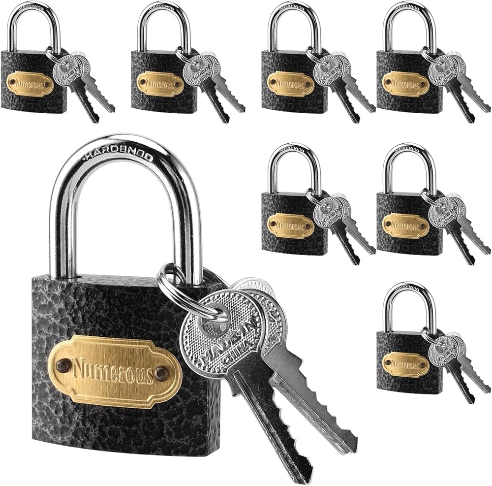 SEUNMUK 8 Pack 38mm Padlocks Heavy Duty Copper Core Keyed Lock for Toolbox Shed