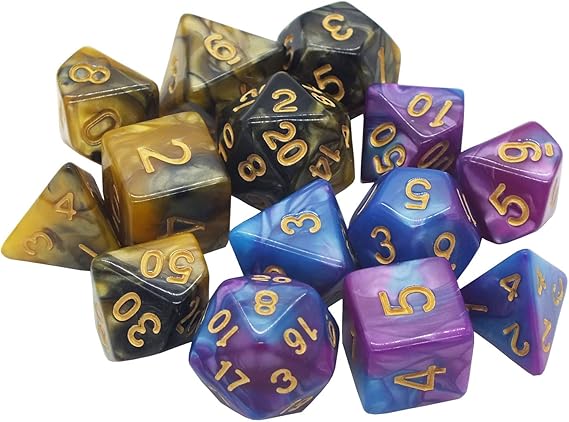 Amazon Vincilee 2セット ダブルカラー 多面体ダイス Dnd Rpg Mtg テーブルゲーム ダンジョンズ ドラゴンズ ロールプレイングゲーム ボードゲーム おもちゃ