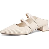 NEWBELLA Women's Pointed Toe Mules - Chunky Heel Slide Sandals for Women, Comfortable Commute Shoes, Open Back Summer Slippers, Casual Dressy Loafers