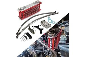 USTPO Motorcycle Oil Cooler Cooling Radiator Engine Kit Universal for CRF XR KLX 50 70 90 110 125 140cc SSR Taotao Coolster Kayo Apollo Dirt Pit Bike ATV Red