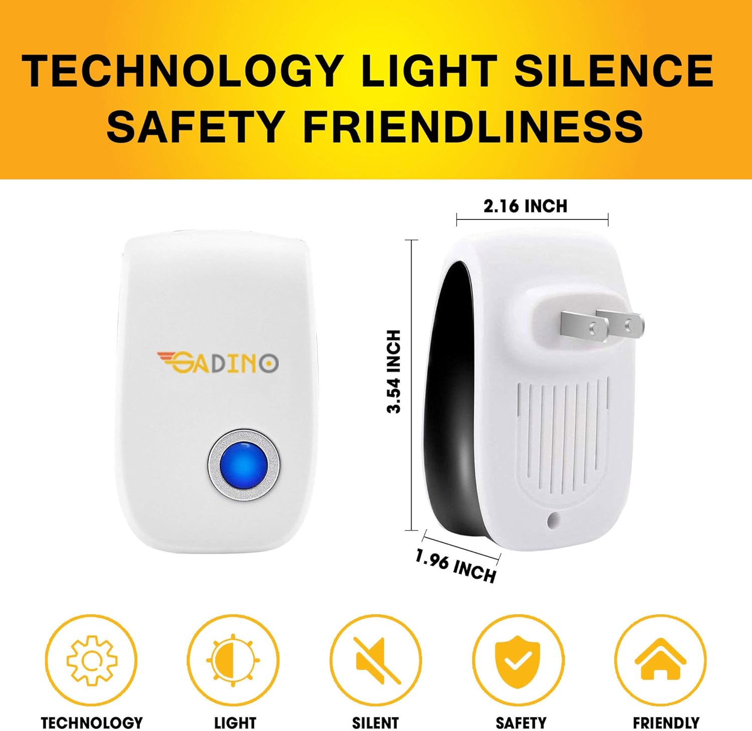 GADINO Ultrasonic Pest Repellent - Indoor Plug, Electronic and Ultrasound Repeller - Insects, Mice, Spiders, Mosquitoes, Bugs Control (Pack of 6): Garden & Outdoor