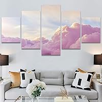 SIGNWIN 5 Panel Canvas Wall Art Modern Art Coastal Colorful Multicolor Photography Romantics Sunset for Home Decorations Ready to Hang - 60