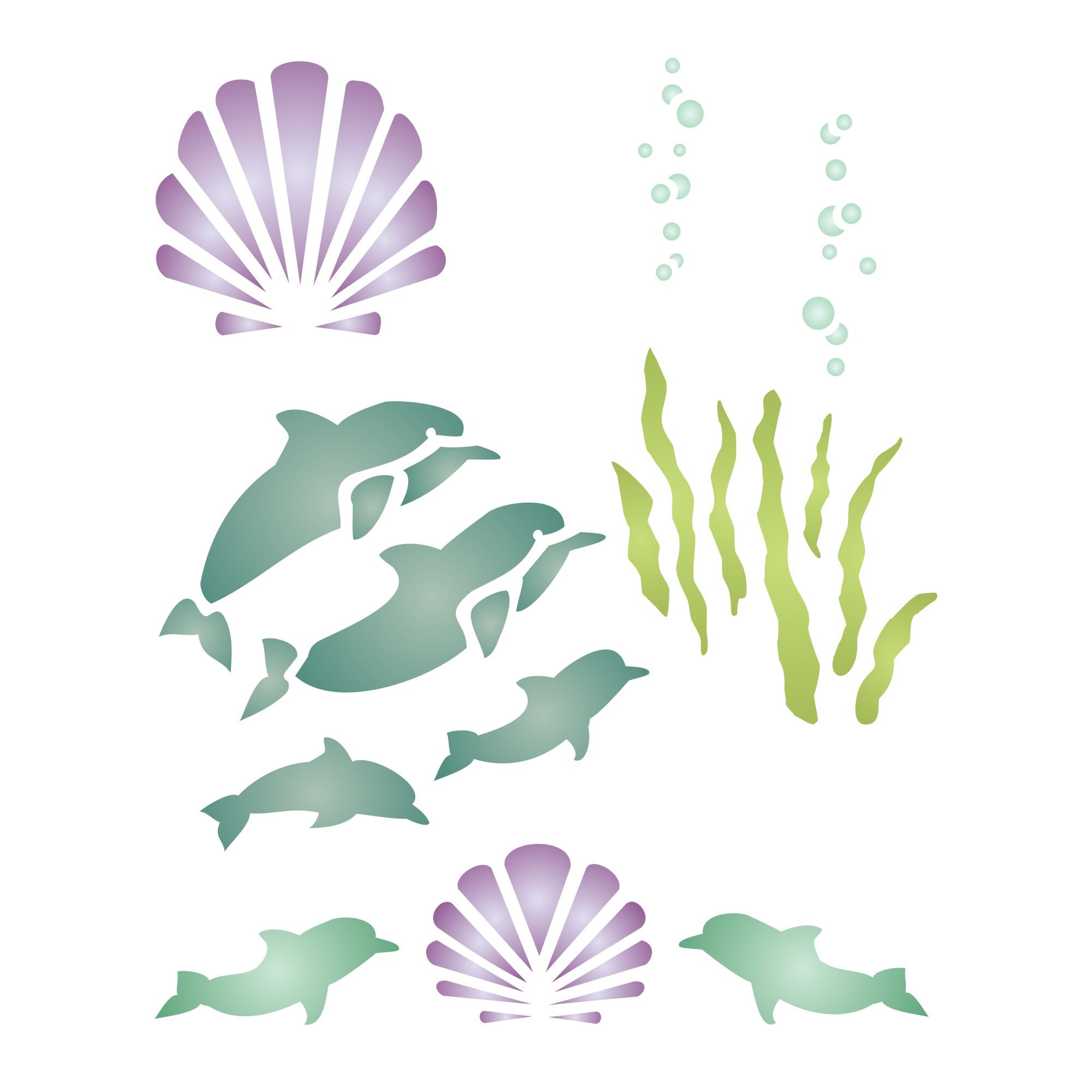 Dolphin Stencil - 12.5 x 15cm (M) - Reusable Sea Shell Nautical Seashore Reef Wall Stencil Template.