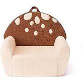 Blissful Diary Toddler Chair, Snuggly Soft Kids Sofa Chair, Supportive Toddler Couch for Boys and Girls, Kids Furniture for Baby Gift, Brown Mushroom