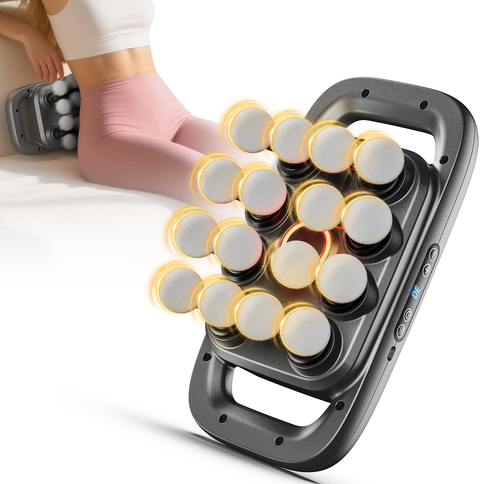 Photo 1 of 16-Head Massage Gun, Deep Tissue Back Massager with 30 Adjustable Intensities & 3 Modes, Electric Percussion Massager, Gun Tool for Back/Shoulders/Legs/Arms/Neck & Full Body Muscle Pain Relief