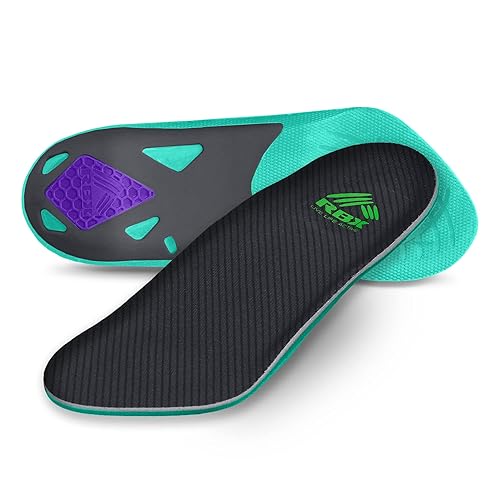 RBX Plantar Fasciitis Ortho Insoles, 3/4 Size for Women (Mint) in