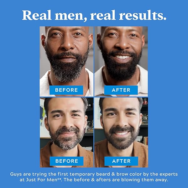 JUST FOR MEN 1-DAY BEARD & BROW COLOR, TEMPORARY COLOR FOR BEARD AND EYEBROWS, FOR A FULLER, WELL-DEFINED LOOK, UP TO 30 APPLICATIONS, DARKEST BROWN/BLACK