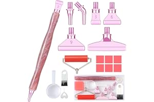 Snewvie Diamond Painting Pen Accessories Tools Set,Diamond Art Pen with Roller and 6PCS Metal Screw Thread Multi Placer Tips,Diamond Painting Drill Pens for Square & Round Gem