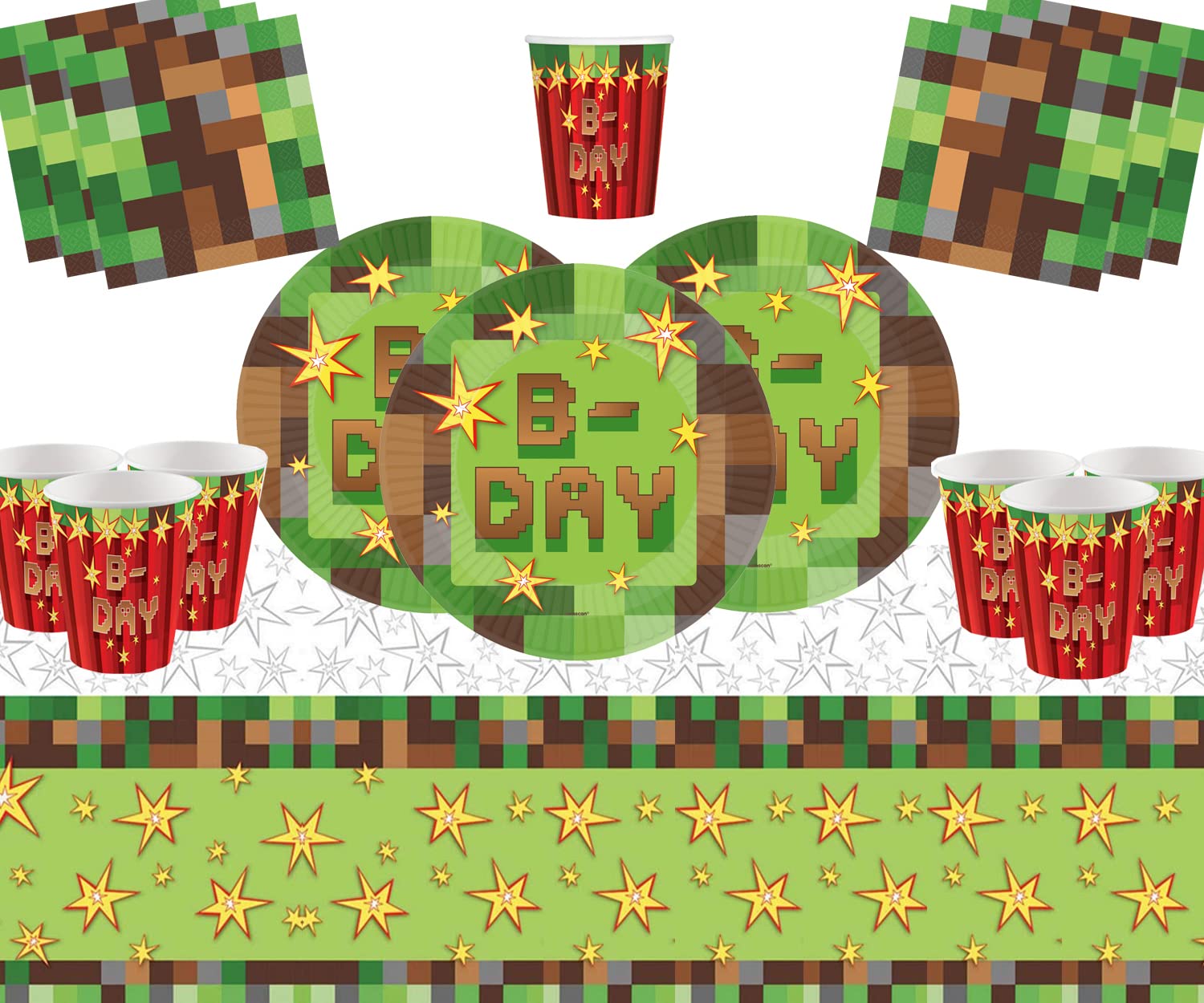 TNT Game Birthday Party Supplies 16 Guests-Birthday Decorations Paper Plates Cups Napkins Table Cover