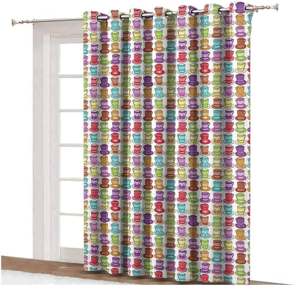 Cortinas opacas para puerta de patio con diseño de taza de té
