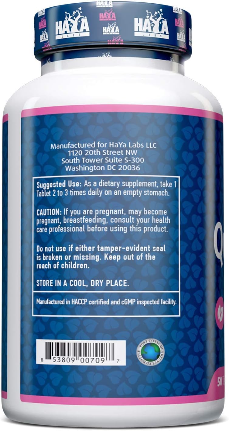 HAYA LABS Quercetin 500 mg x 50 Tablets Double Strength Antioxidant Supplement Immune Health, 25 g (Pack of 1) - Image 3