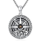 YueYuan Compass Necklace for Women Men 925 Sterling Silver Mountain Mustard Seed /Alcoholics Anonymous/Mountain/Travel Map/ Turtle Compass Pendant Necklace Faith Jewelry Gifts for Graduation Birthday Anniversary Christmas