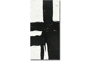 NANKAI Art Paintings Abstract Black And White Vertical Wall Art for Contemporary Living Room Large Minimalist Wall Art 48x24 inch Modern Oil Painting Art for Home Walls