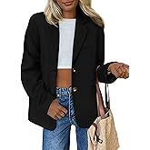 PRETTYGARDEN Blazers for Women Business Casual Fall Dressy Oversized Faux Suede Suit Jackets Work Office Teacher Clothes