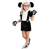 Girl's Hip Panda Toddler Costume - Hooded Top, Shorts with Suspenders, Glasses, and Gloves