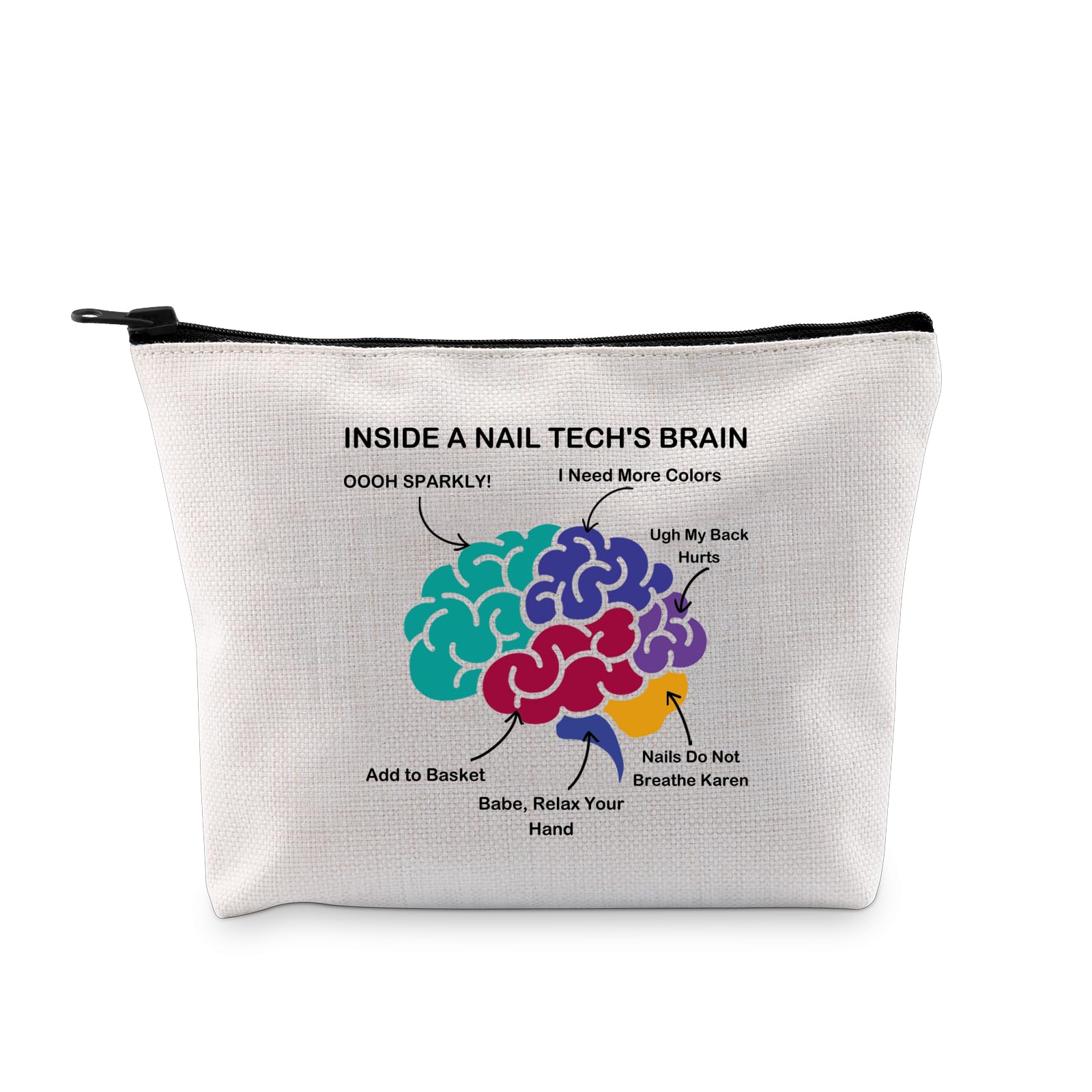 PYOUL Nail Technician Gift Inside A Nail Tech’s Brain Makeup Bag Nail Artist Cosmetic Bag Manicurist Thank You Gift (A Nail Tech’s Brain Bag)