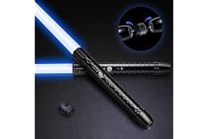 Homsky 2 Pack Lightsaber for Kids Adults, 2-in-1 RGB 11 Colors USB Rechargeable Double Bladed Lightsaber, Metal Hilt Real Lightsaber for Boys Girls, Halloween Cosplay, Black