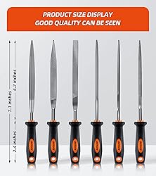 DIFFLIFE 7'' Needle File Set - Carbon Steel 6-Piece
