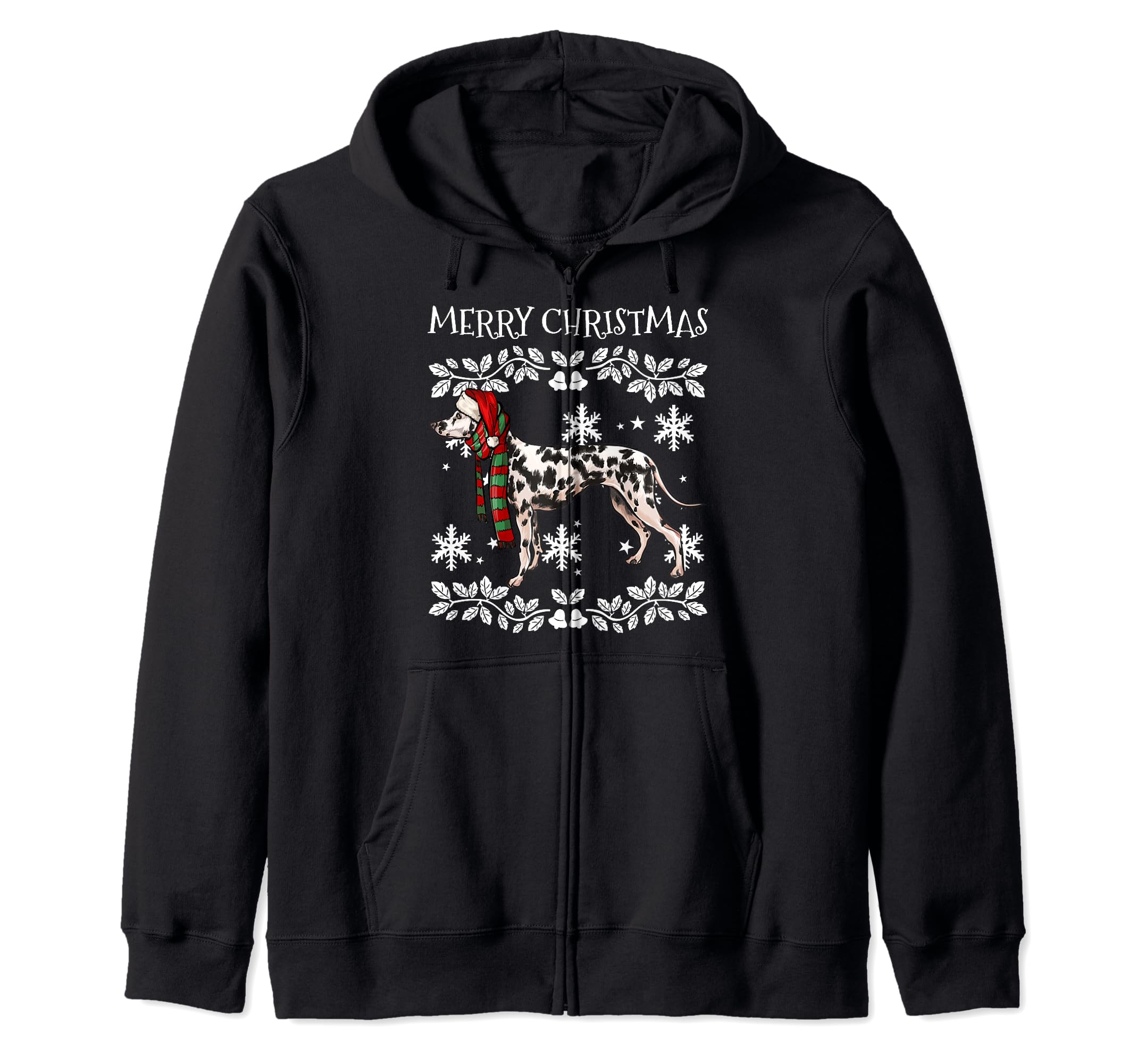 Merry Christmas Ornament Dalmatian Xmas Santa Zip Hoodie