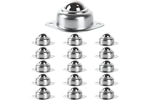 BACXIGO 1 Inch Roller Ball Transfer Bearing, Flange Mounted Carbon Steel Round Ball Transfer Unit, Universal Rotation Ball Casters for Conveyor, Roller Stand, Transmission, Load Capacity 400 lbs (1 inch, 16)