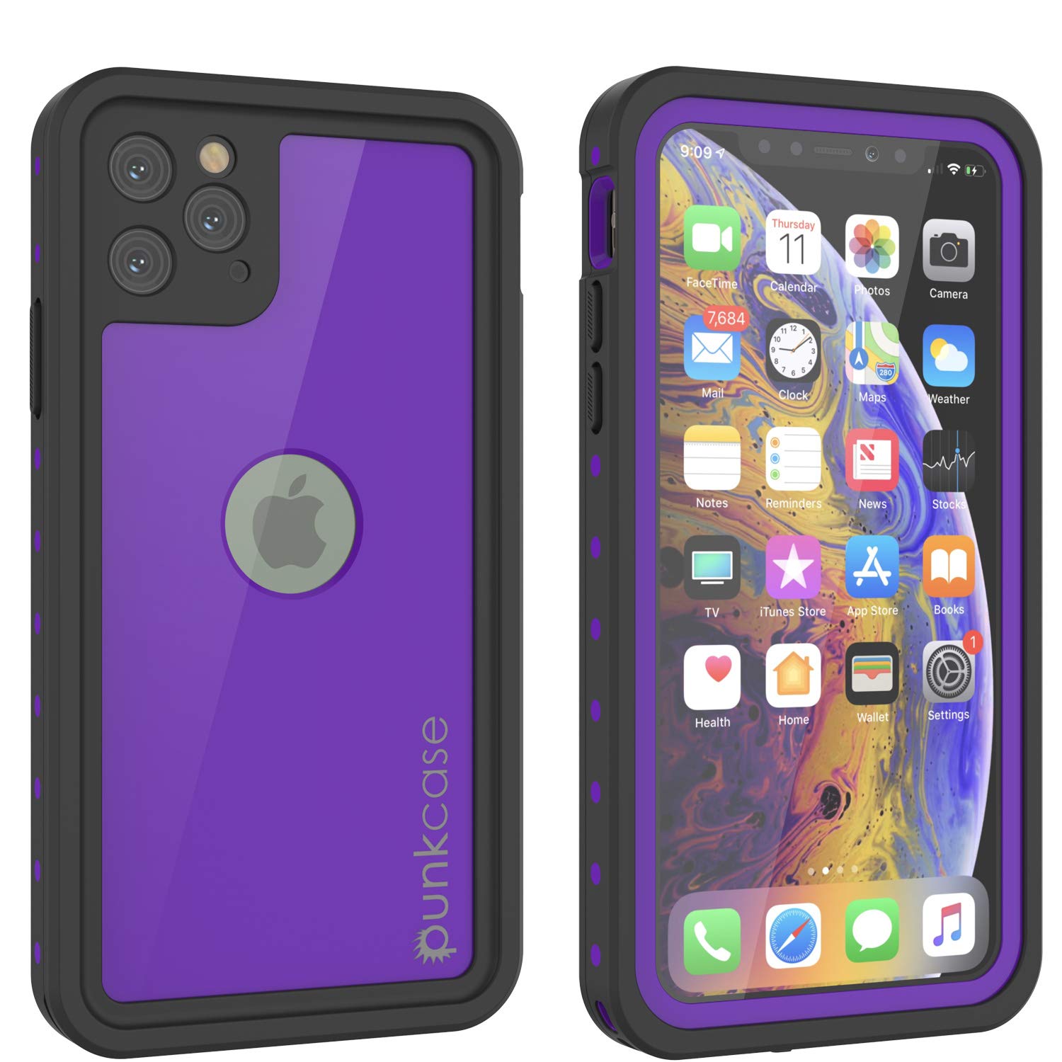 PunkCase iPhone 11 Pro Waterproof Case [StudStar Series] [Slim Fit] [IP68 Certified] [Shockproof][Dirtproof][Snowproof] 360 Full Body Armor Cover Compatible With Apple iPhone 11 Pro (5.8") [Purple]