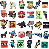 ogastid 30pcs Pixel Shoes Charms Decoration, Pixel Themed Shoe Charms for Clog Sandals, Party Favors Gifts for Boys Kids Girls Fans