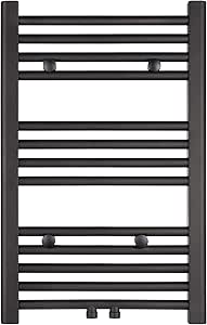 VILSTEIN Radiador de baño plano, negro, conexión lateral y ...