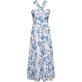 GRACE KARIN 2025 Women's Criss Cross Halterneck Sleeveless Summer Floral Print Flowy A Line Maxi Dress