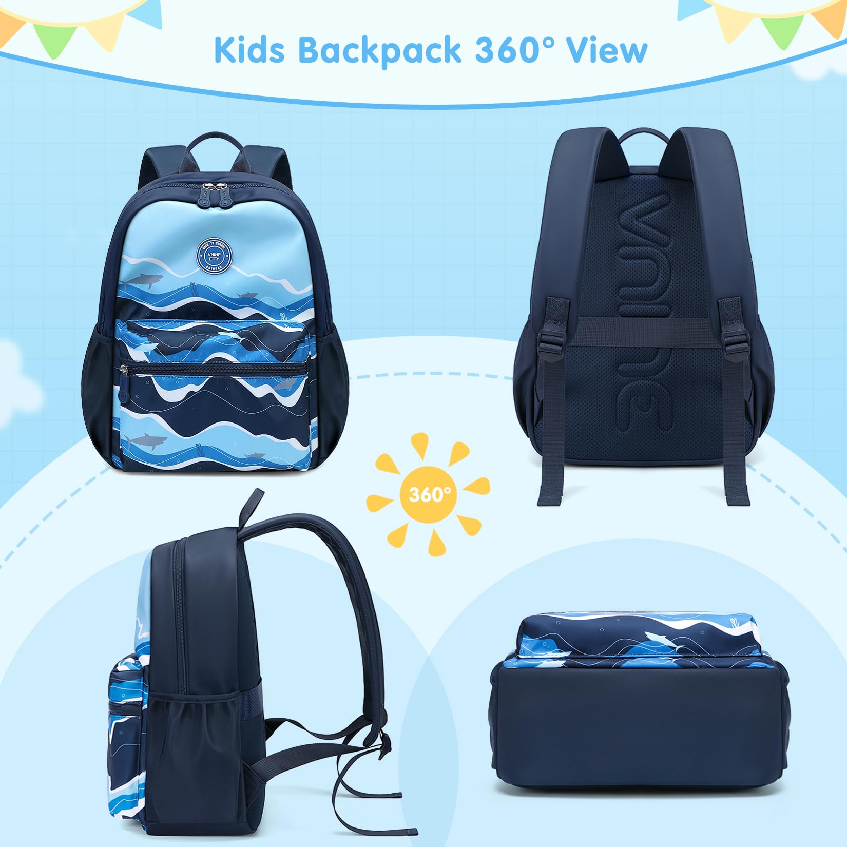VNINE Kids Backpack for Girls Boys Preschool School Bookbags Toddler Little Bags Travel Daypack Lightweight Elementary Backpack Waterproof Backpacks