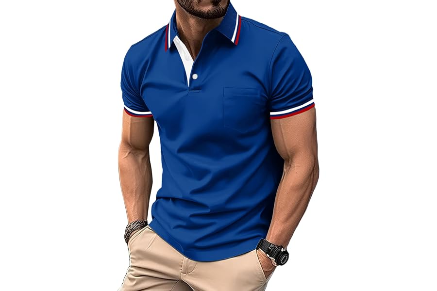 ZITY Mens Polo Shirts with Pocket Moisture Wicking Collared Golf Shirts | Casual, Athletic, Breathable, Lghtweight, Stretchy, Solf, Performace, Daily, Work, Outdoor, Office, Tennis, Business