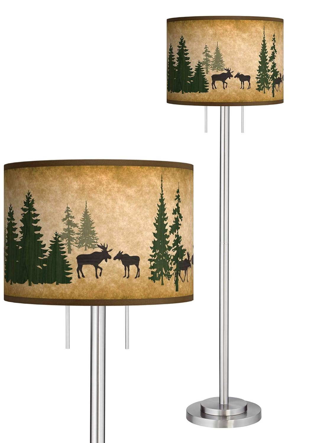 Moose Lodge Giclee Brushed Nickel Garth Floor Lamp Giclee Glow