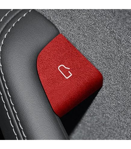 Autocollant Fibre De Carbone Pour Bouton De Verrouillage Tesla Model 3/Y (2020-2025) - Protection Et Style - Rouge