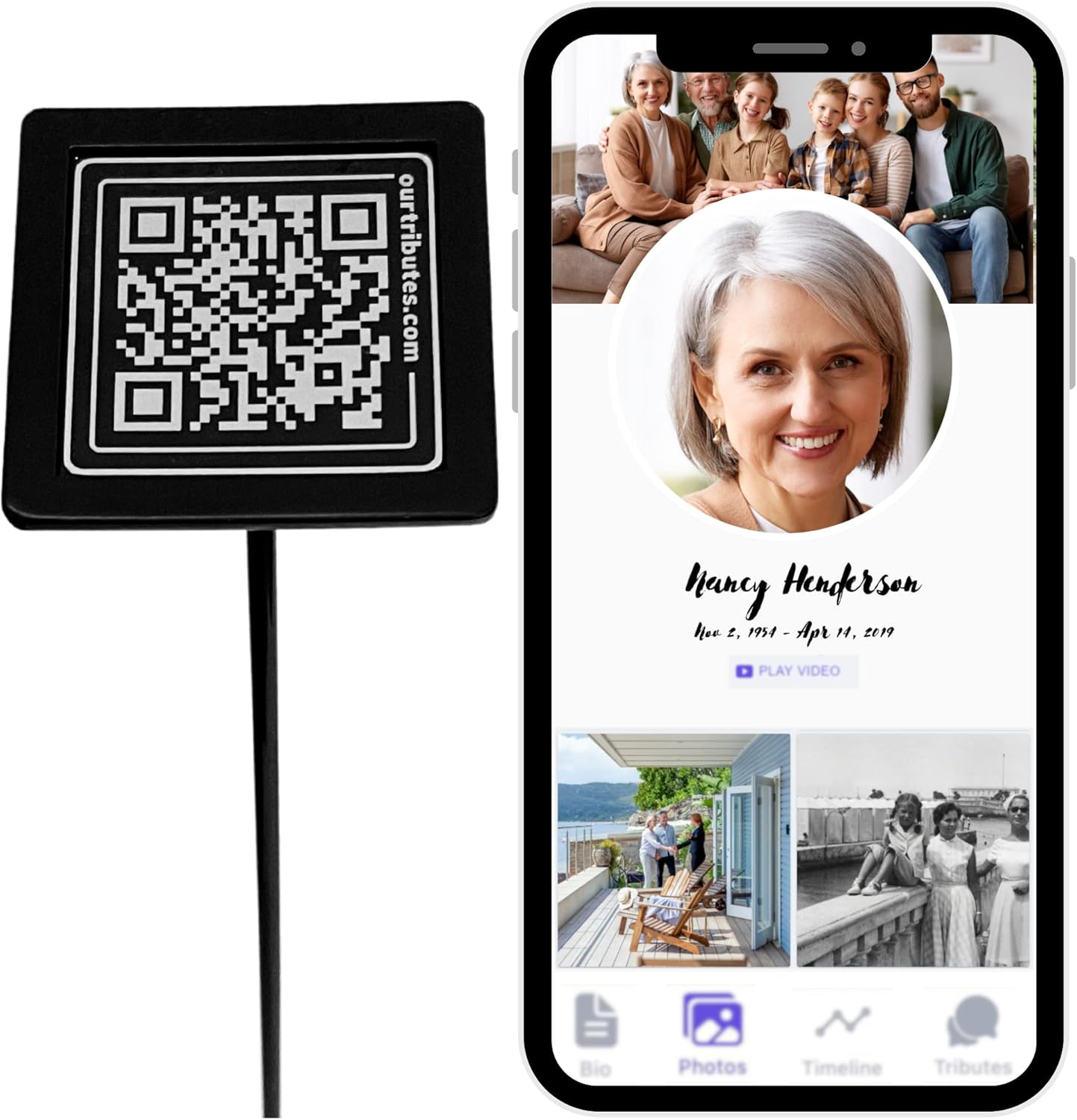 Plaques & Wall Art - Our Tributes Memorial Webpage and Memorial Plaque for Cemetery Headstone Grave Marker, Bereavement Gifts for Loss of Loved One; Collect Memories, Photos, Messages from Family/Friends - Stake Included