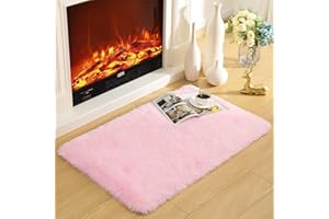 Merelax Soft Modern Indoor Shaggy Area Rug for Bedroom Livingroom Dorm Kids Room Home Decorative, Non-Slip Plush Fluffy Furry Fur Rugs Comfy Nursery Accent Floor Carpet 2x3 Feet, Pink