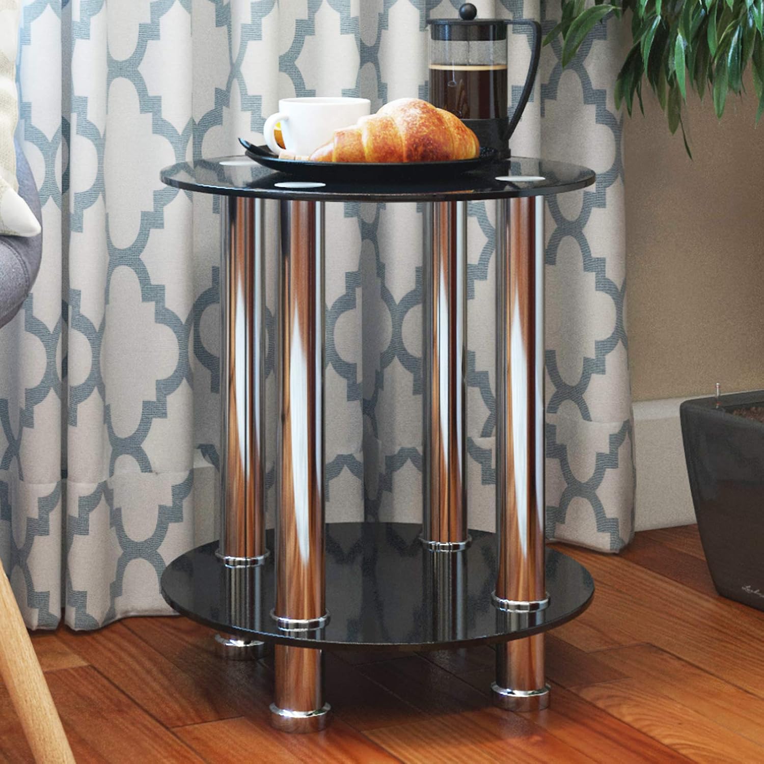 Best Black And Chrome End Table