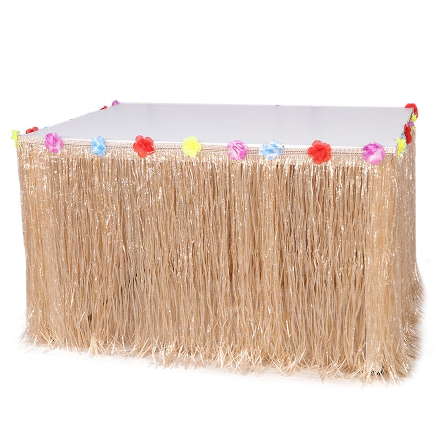 1 Piece Hawaiian Table Skirt, Party Atmosphere Decoration, Stretch Table Skirt, Beach Party Decoration, Party Table Decoration, Creative Party Decoration
